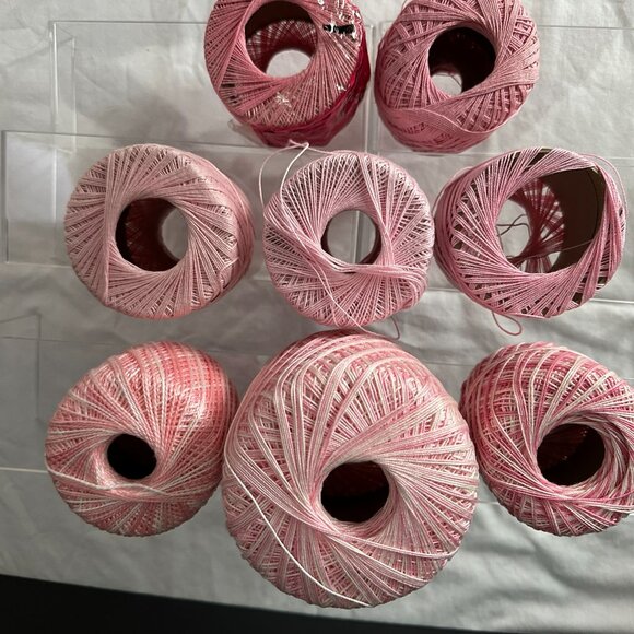 Crochet Thread 8 Assorted Pink Spools Mary Maxium Heritage Sz 10 Vintage - Picture 2 of 7